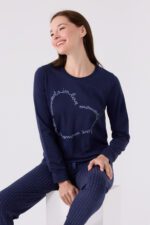 AR3050-S طقم بيجاما قطن للنساء كابلز لون كحلي - الصورة 2