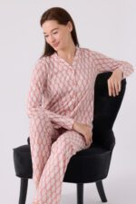 AR3073-S طقم بيجاما للنساء بأزرار قطن ومريح