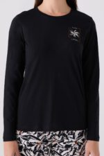 ⁦AR3112 طقم بيجاما قطن بتصميم مميز وانيق باللون الاسود للنساء⁩ - الصورة ⁦3⁩