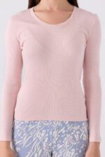 AR3121-S طقم بيجاما قطن للنساء قطعتين بلوز لون زهري مع بنطال لون ازرق - الصورة 4