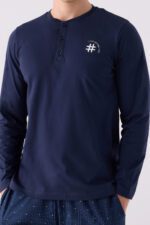 AR3147 طقم بيجاما قطن للرجال لون كحلي - الصورة 6