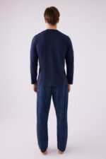 AR3147 طقم بيجاما قطن للرجال لون كحلي - الصورة 4