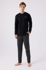 AR3172 طقم بيجاما للرجال قطن لون اسود