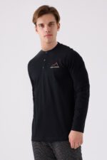 AR3172 طقم بيجاما للرجال قطن لون اسود - الصورة 6