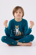 RP3432 بيجاما للاولاد قطن خريفي ربيعي FOX لون تركوازي