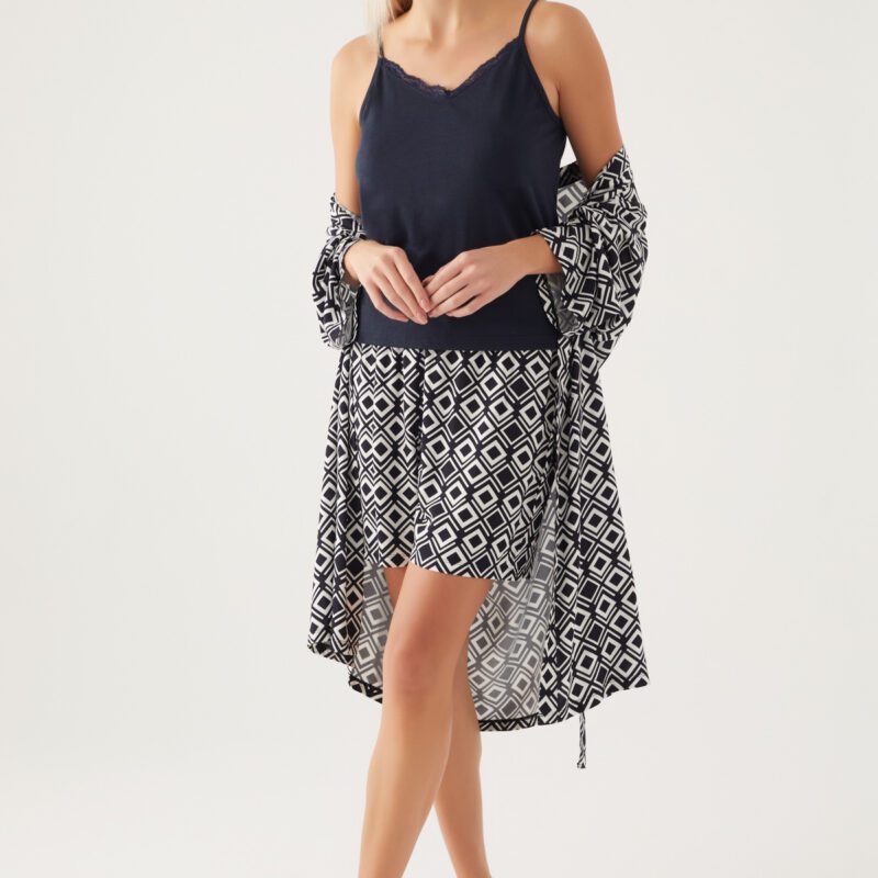 PC8839-S Pierre Cardin طقم شورت ثلاث قطع مع روب