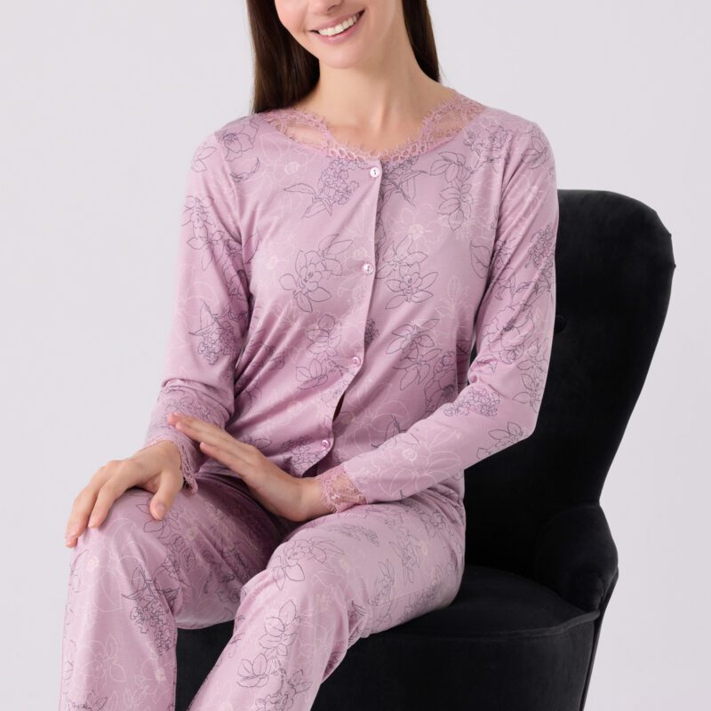 PC8874-S PIERRE CARDIN طقم بيجاما قطن قطعتين بأزرار بتصميم انيق ومريح