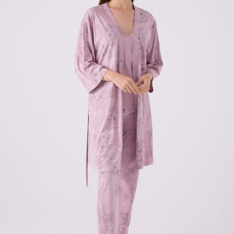 PC8875-S PIERRE CARDIN طقم بيجاما قطن ثلاث قطع بتصميم انيق ومميز