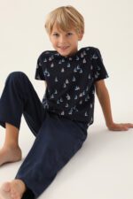 Ar2992 طقم بيجاما قطن للاولاد لون كحلي