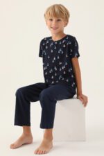 ⁦Ar2992 طقم بيجاما قطن للاولاد لون كحلي⁩ - الصورة ⁦4⁩