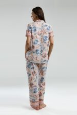 AR3201-S طقم بيجاما بأزرار قماش بارد لون بيج - الصورة 2