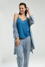 AR3210-S طقم قماش ثلاث قطع مع روب للنساء بتصميم ولون انيق