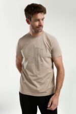 ⁦AR3334-S طقم بيجاما قطن للرجال قطعتين بلوز لون بيج مع بنطال لون اسود⁩ - الصورة ⁦2⁩