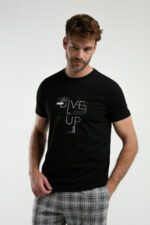 AR3350 طقم بيجاما قطن قطعتين بنطال كاروهات مع بلوز لون اسود - الصورة 5