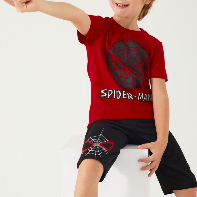 D4753-3 Spider man تريننج للاولاد شورت قطن قطعتين