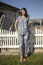 AR3201-S طقم بيجاما بأزرار قماش بارد لون ازرق - الصورة 7