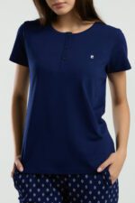 PC8953 PIERRE CARDIN  طقم بيجاما قطعتين للنساء لون كحلي - الصورة 2