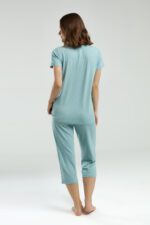 PC8984 PIERRE CARDIN طقم بيجاما قطن للنساء قطعتين  برمودا لون فيروزي - الصورة 3
