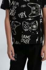 RP3540 طقم بيجاما قطن قطعتين للاولاد لون اسود - الصورة 3