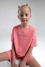 RP3590 طقم برمودا للفتيات قطن ثلاثة خيط لون وردي - الصورة 3