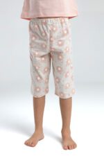 RP3608 طقم شورت قطن للبنات قطعتين لون مشمشي - الصورة 3