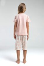 RP3608 طقم شورت قطن للبنات قطعتين لون مشمشي - الصورة 2