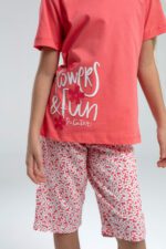 ⁦RP3612 طقم برمودا للفتيات قطعتين قطن لون وردي⁩ - الصورة ⁦3⁩