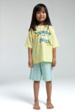 RP3620 طقم برمودا للفتيات قطن قطعتين لون اصفر
