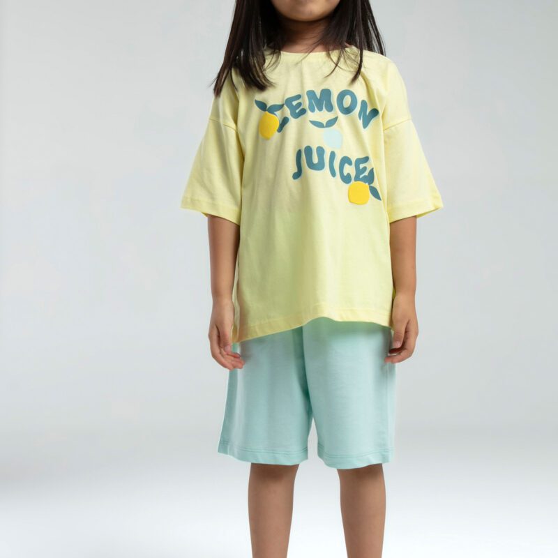 RP3620 طقم برمودا للفتيات قطن قطعتين لون اصفر