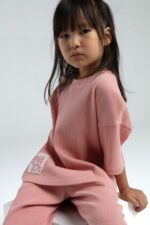 RP3628 طقم قطن للفتيات قطعتين لون وردي غباري - الصورة 5