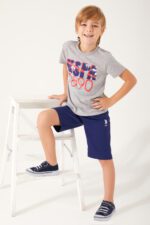 US1362 US POLO ASSN طقم شورت للاولاد قطن قطعتين - الصورة 2