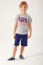 US1362 US POLO ASSN طقم شورت للاولاد قطن قطعتين