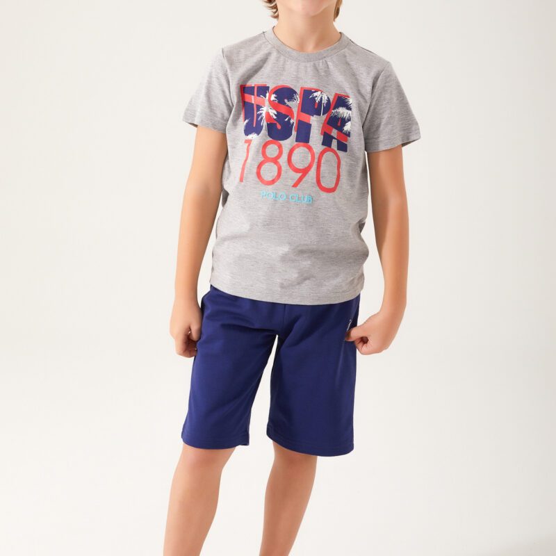 US1362 US POLO ASSN طقم شورت للاولاد قطن قطعتين