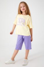 US1416 US POLO ASSN  طقم للبنات قطن قطعتين فلو سايز