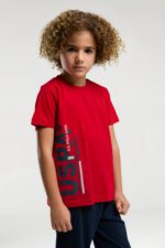 US2013 US POLO ASSN طقم بيجاما قطن قطعتين للاولاد بلوز لون احمر