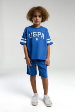 US2022 US POLO ASSN تريننج قطن ثلاثة خيط للاولاد لون ازرق - الصورة 3