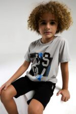 US2052 US POLO ASSNطقم شورت للاولاد قطعتين قطن - الصورة 2