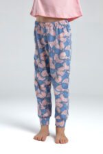 US2077 US POLO ASSN  طقم بيجاما قطن قطعتين للفتيات لون  زهري مع ازرق - الصورة 3