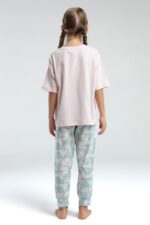 US2077 US POLO ASSN  طقم بيجاما قطن قطعتين للفتيات لون زهري بارد - الصورة 2