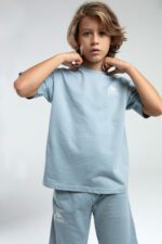 36225JW KAPPA BRAND تريننج شورت للاولاد قطن قطعتين لون ازرق سماوي