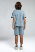 ⁦36225JW KAPPA BRAND تريننج شورت للاولاد قطن قطعتين لون ازرق سماوي⁩ - الصورة ⁦4⁩