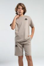 36225JW KAPPA BRAND تريننج شورت للاولاد قطن قطعتين لون بيج