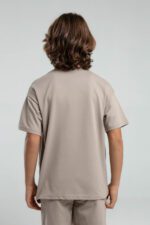 36225JW KAPPA BRAND تريننج شورت للاولاد قطن قطعتين لون بيج - الصورة 4