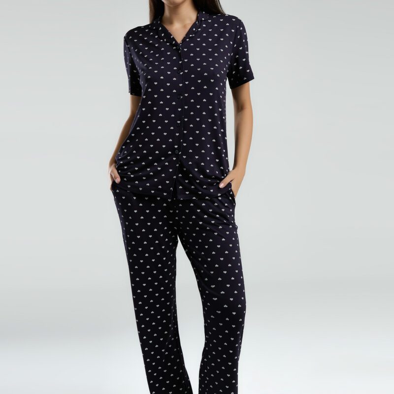 AR3226-S طقم بيجاما للنساء قطعتين لون كحلي