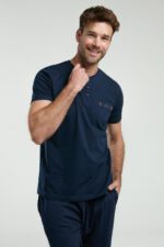 ⁦AR3354-S طقم بيجاما لون كحلي ثلاث قطع قطن للرجال مع علبة كرتون⁩ - الصورة ⁦3⁩