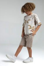 ⁦RP3573 طقم شورت للاولاد قطن قطعتين لون بيج⁩ - الصورة ⁦5⁩