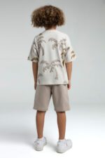 ⁦RP3573 طقم شورت للاولاد قطن قطعتين لون بيج⁩ - الصورة ⁦2⁩