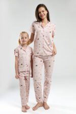 RP3589 طقم بيجاما بأزرار من كولكشن الام وابنتها قطن