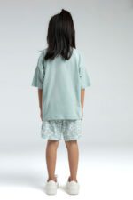 ⁦RP3621-2 طقم شورت للفتيات قطن لون فيروزي⁩ - الصورة ⁦5⁩