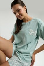 RP3621-S طقم شورت قطن للنساء قطعتين لون فيروزي - الصورة 7